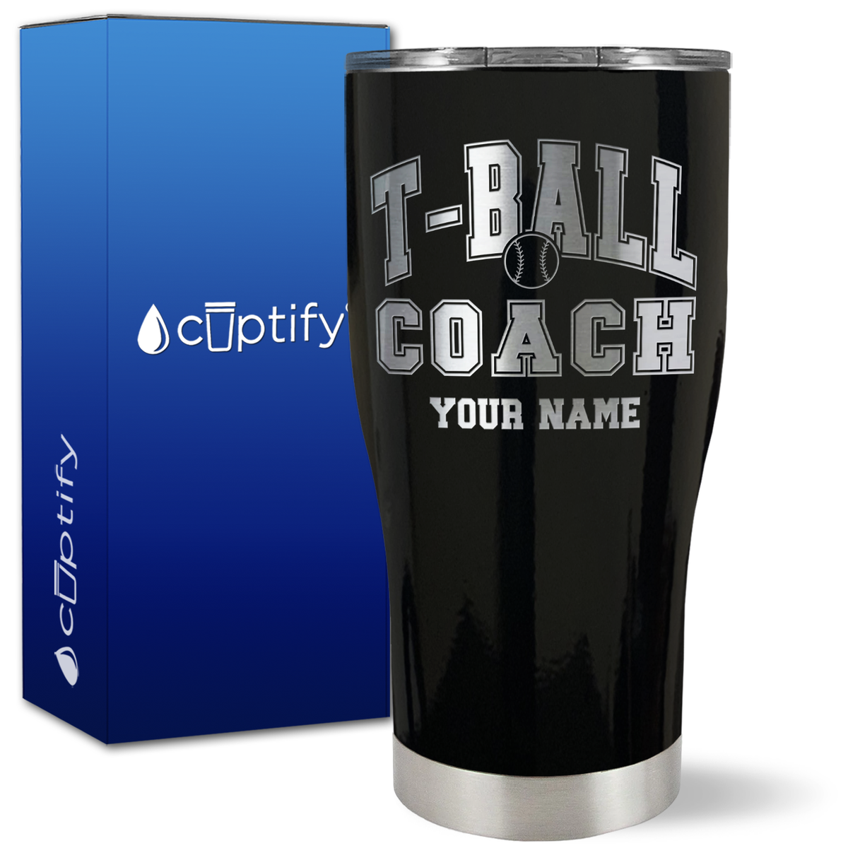 Personalized T-Ball Coach on 27oz Curve Tumbler
