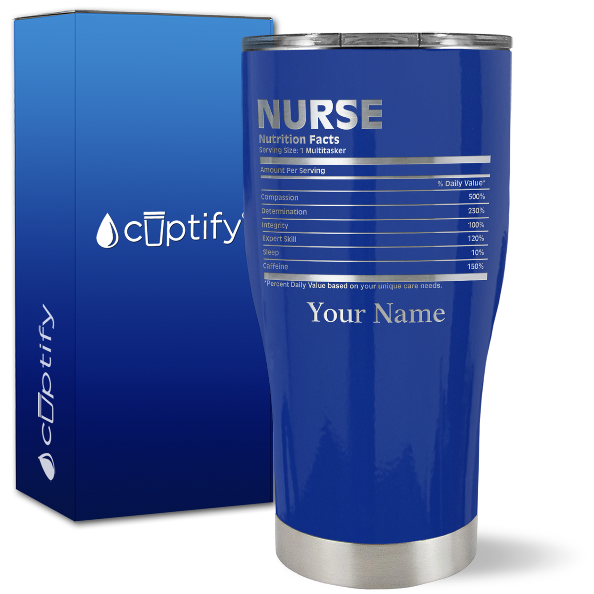 Personalized Nurse Nutrition Facts on 27oz Curve Tumbler