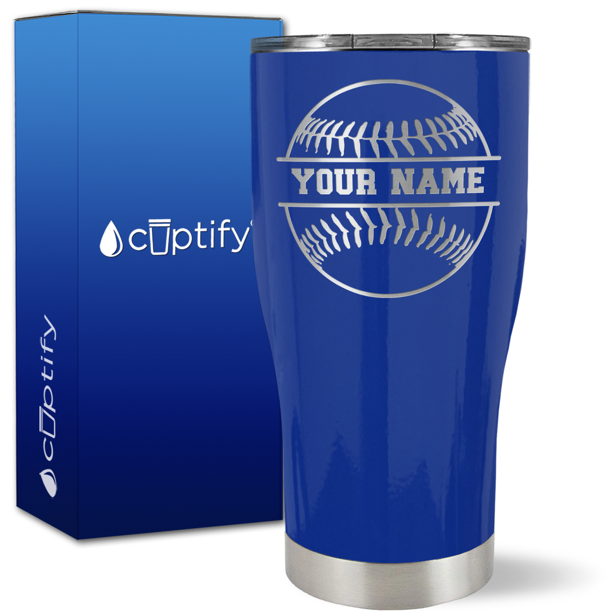 Personalized Baseball Name on 27oz Curve Tumbler
