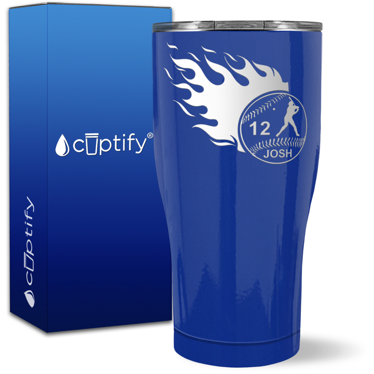 Personalized Baseball Name and Number on 27oz Curve Tumbler