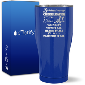 Behind Every Cheerleader Is A Cheer Mom on 27oz Curve Tumbler