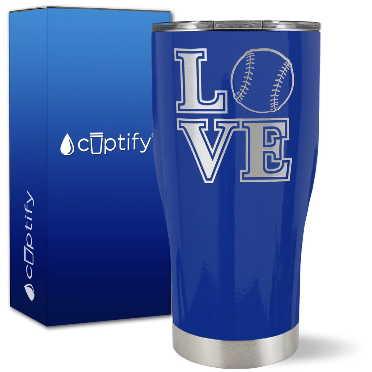 Love Baseball on 27oz Curve Tumbler
