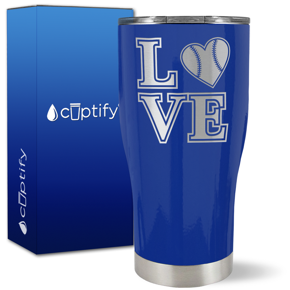 Baseball Heart Love on 27oz Curve Tumbler