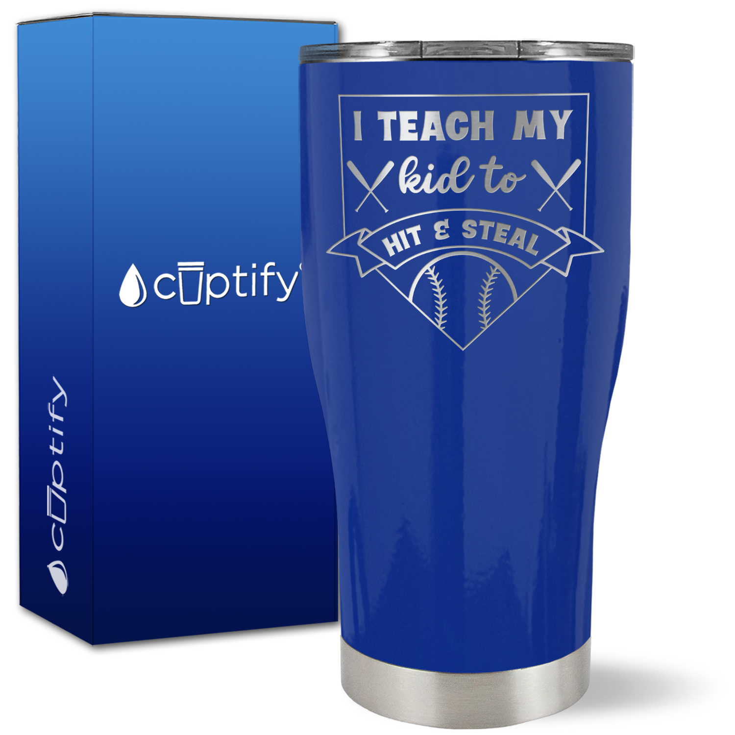 I Teach My Kid to Hit and Steal Baseball Base on 27oz Curve Tumbler