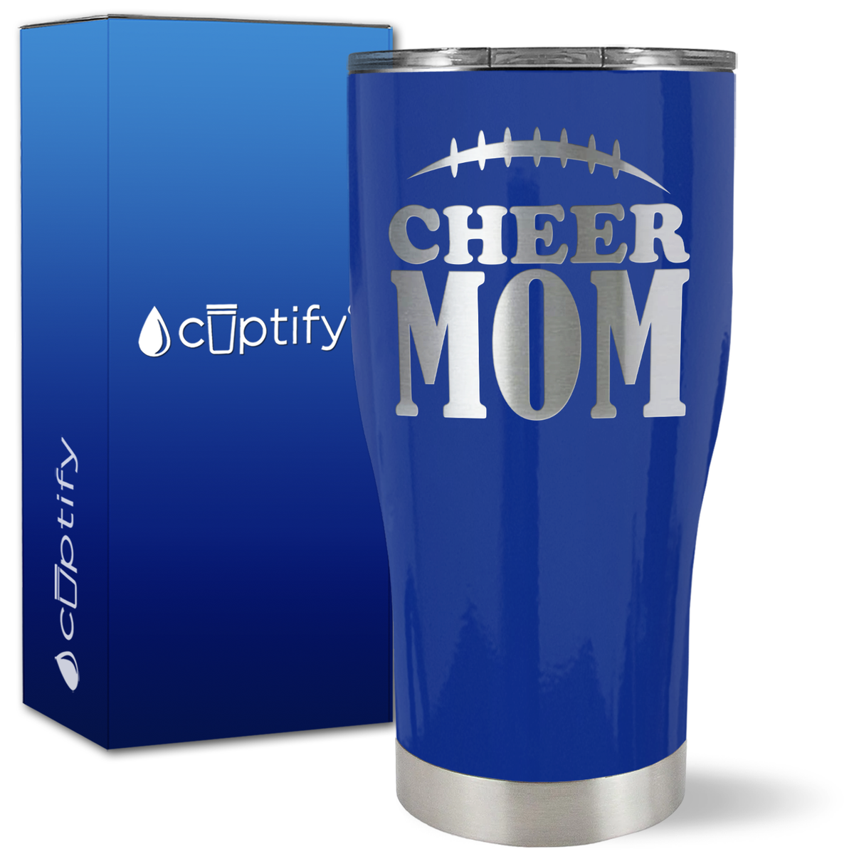 Cheer Mom Football Stitches on 27oz Curve Tumbler