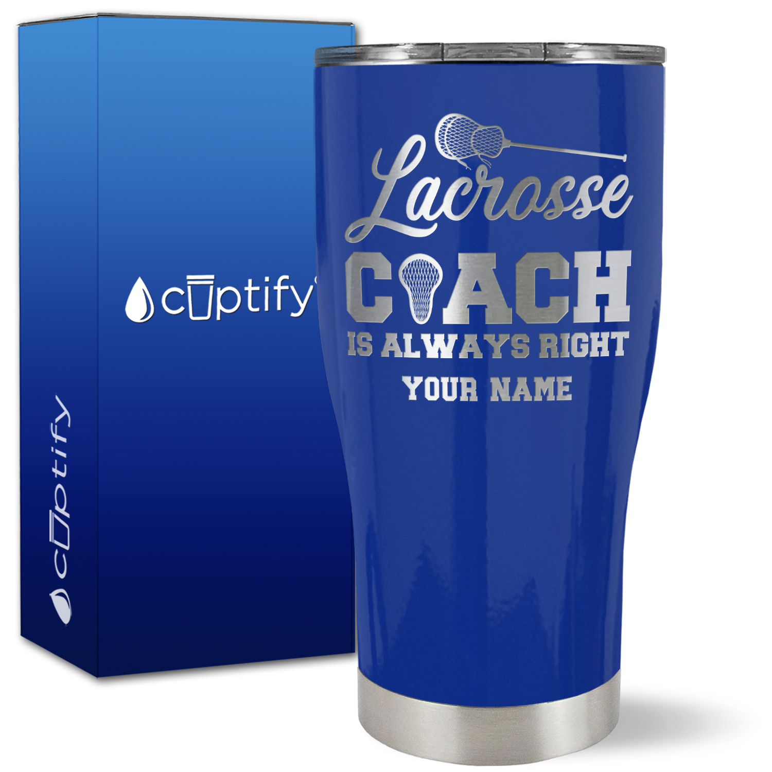 Personalized Lacrosse Coach is Always Right on 27oz Curve Tumbler