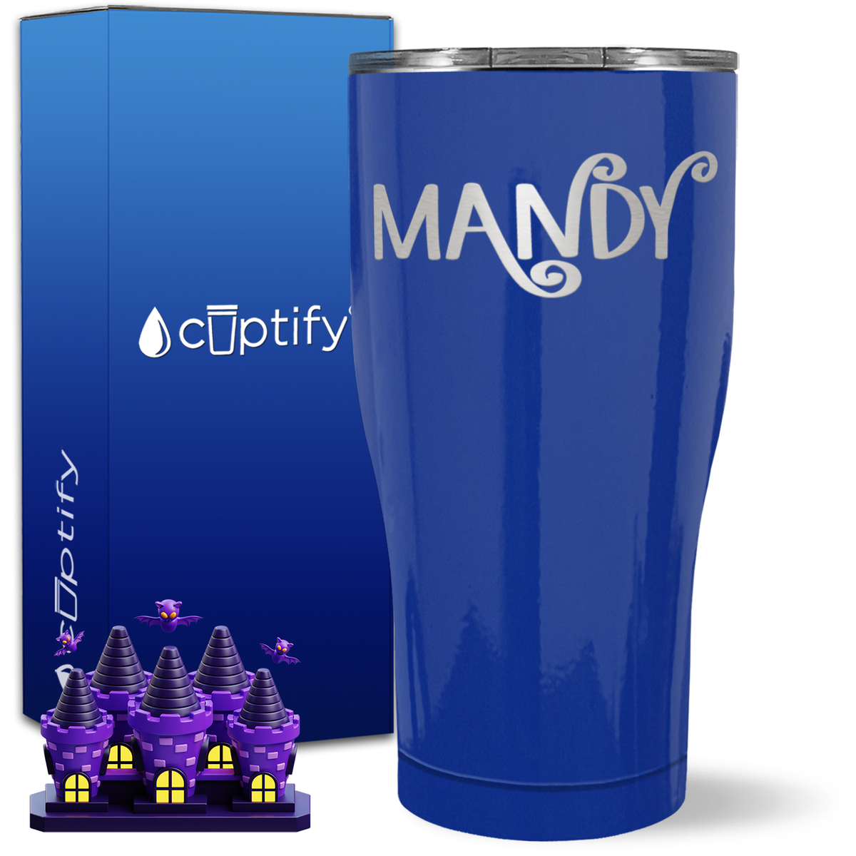 Personalized Curly Spooky Halloween Font on 27oz Curve Tumbler