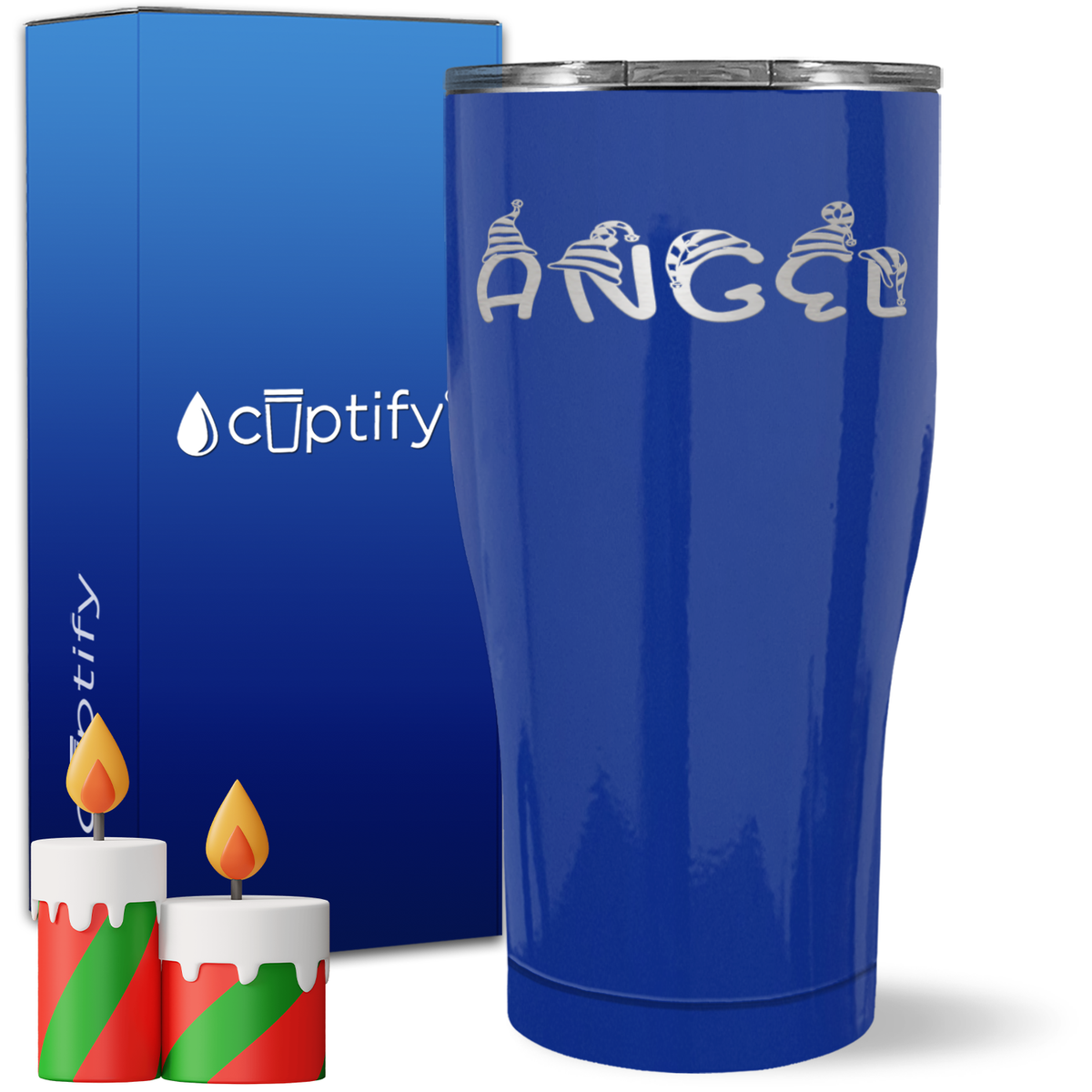 Personalized Elfen Christmas Font on 27oz Curve Tumbler
