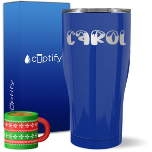 Personalized Frosty Christmas Font on 27oz Curve Tumbler