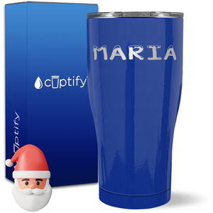 Personalized Snowy Christmas Font on 27oz Curve Tumbler