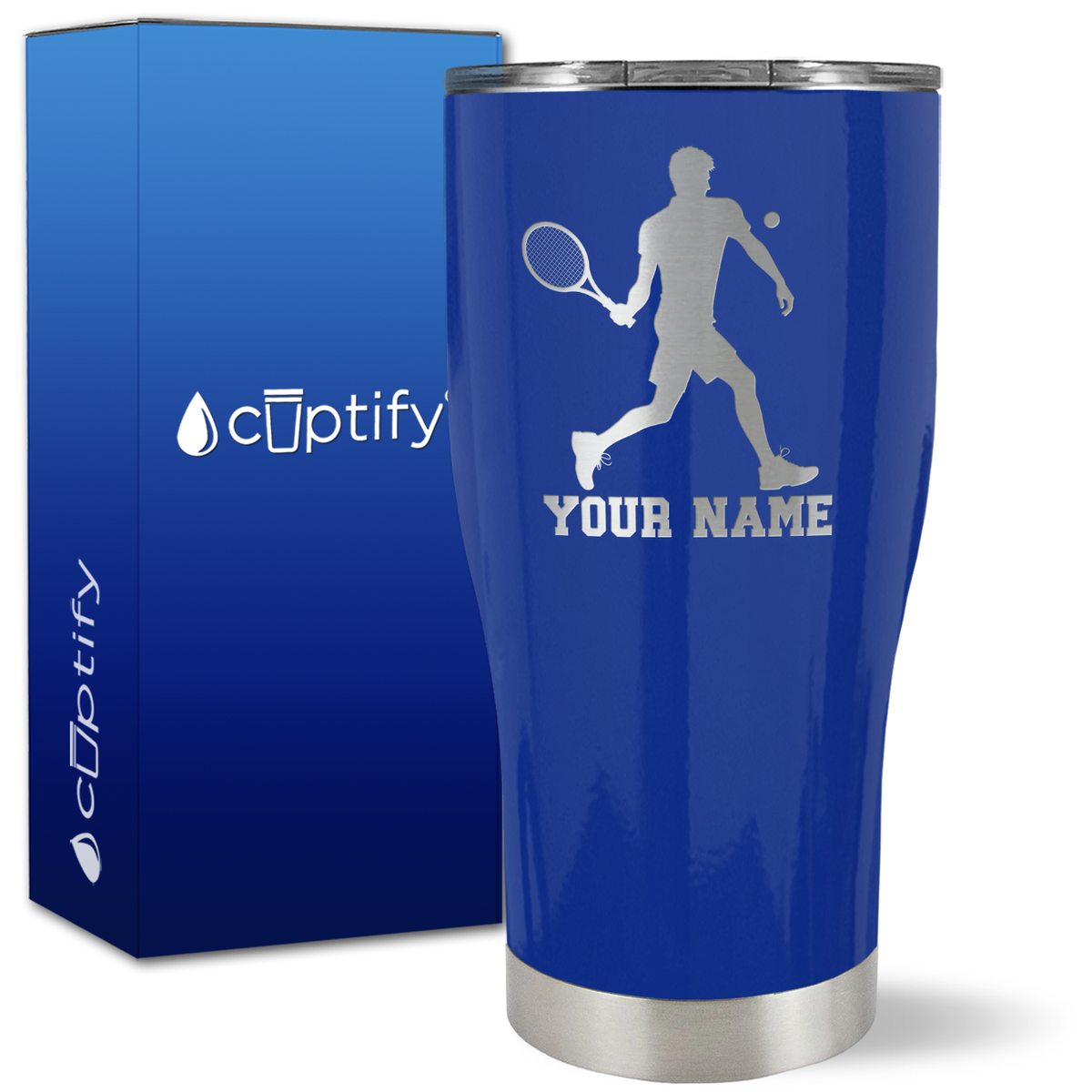 Personalized Tennis Player Silhouette on 27oz Curve Tumbler