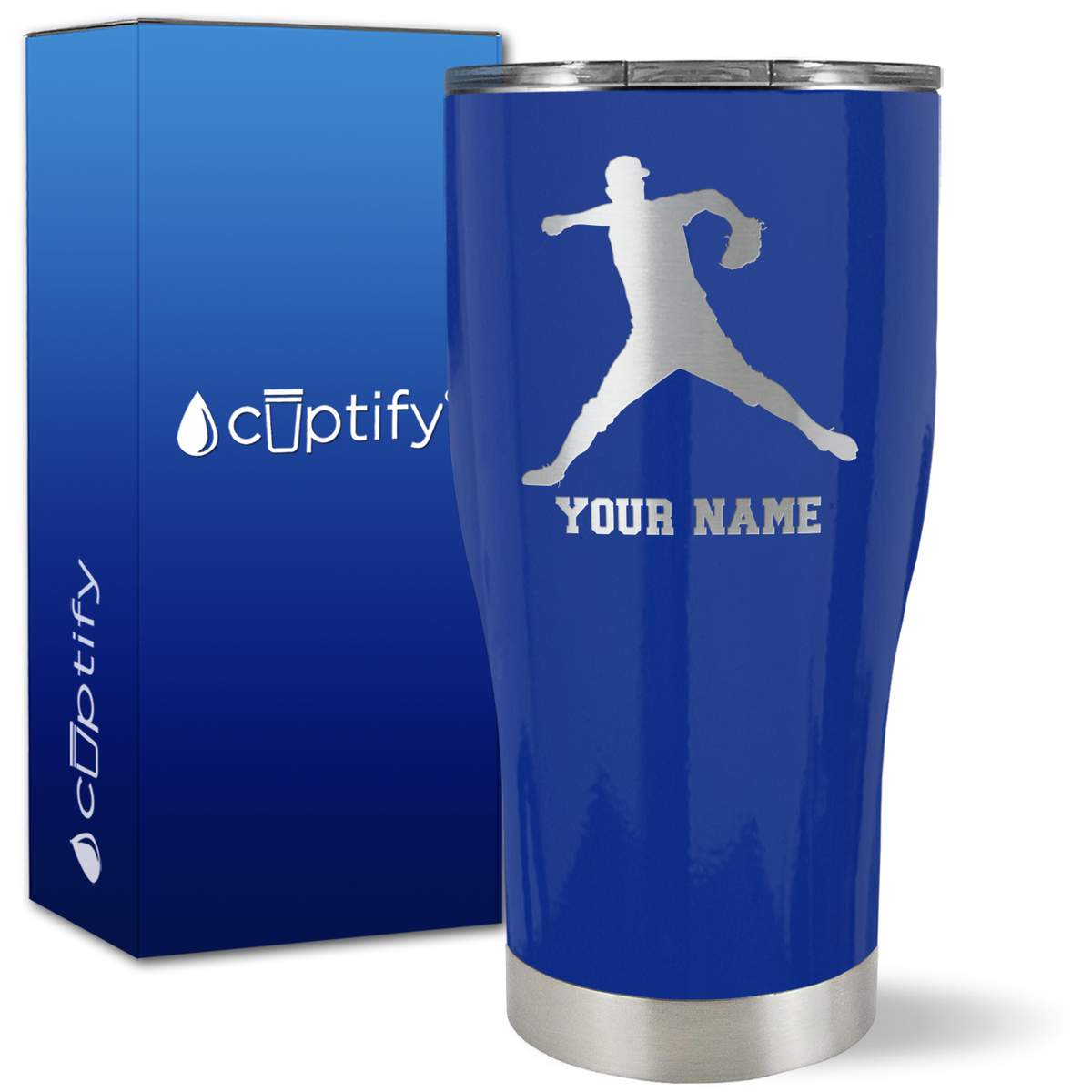 Personalized Baseball Pitcher Player on 27oz Curve Tumbler