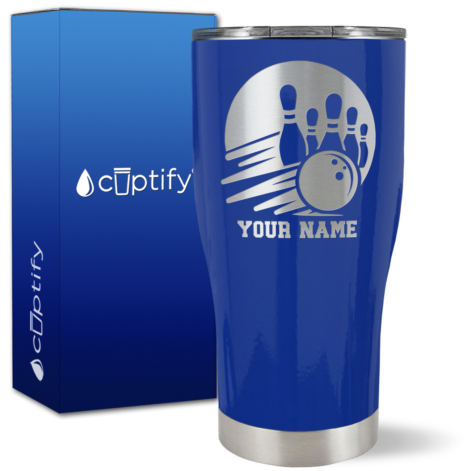 Custom Bowling and Pins on 27oz Curve Tumbler