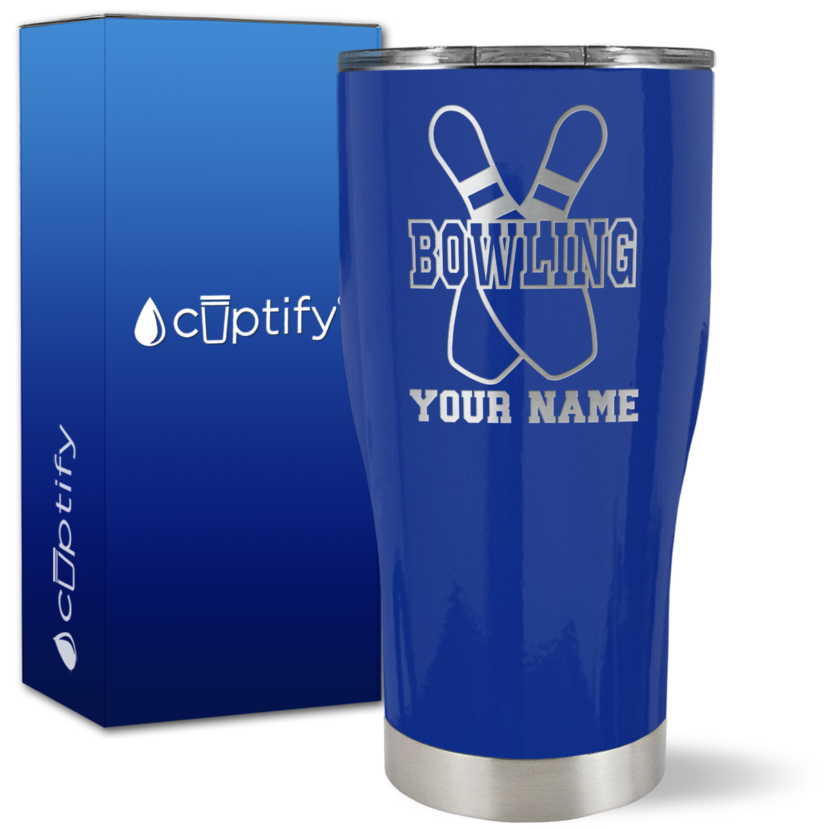 Personalized Bowling Pins on 27oz Curve Tumbler
