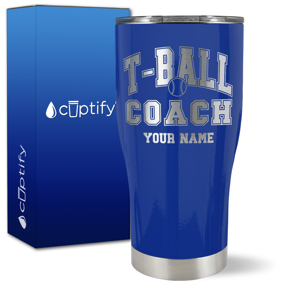 Personalized T-Ball Coach on 27oz Curve Tumbler