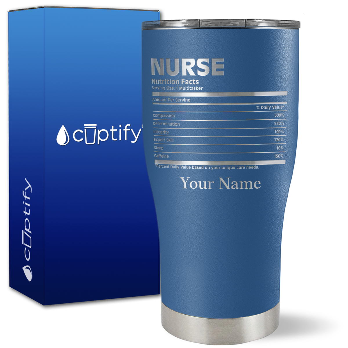 Personalized Nurse Nutrition Facts on 27oz Curve Tumbler