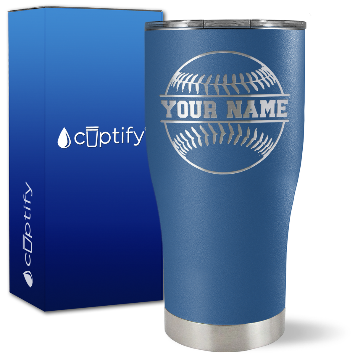 Personalized Baseball Name on 27oz Curve Tumbler
