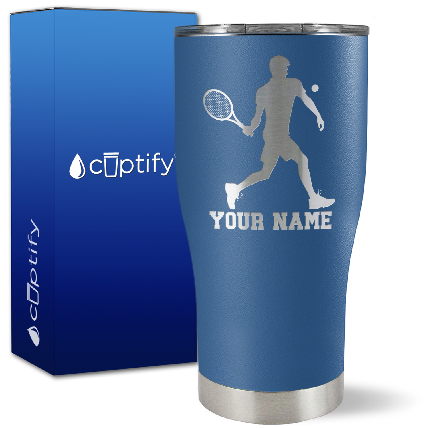 Personalized Tennis Player Silhouette on 27oz Curve Tumbler