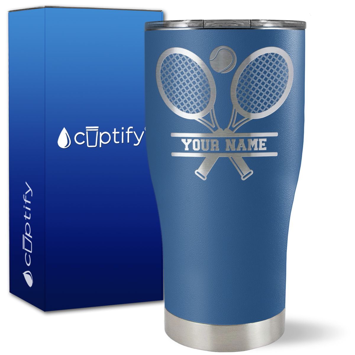 Personalized Tennis Rackets on 27oz Curve Tumbler