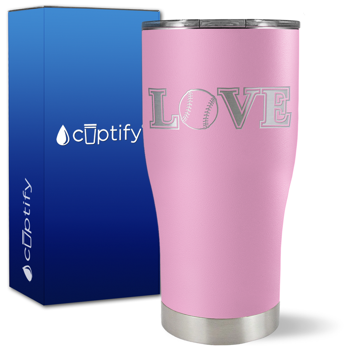 Baseball Love on 27oz Curve Tumbler