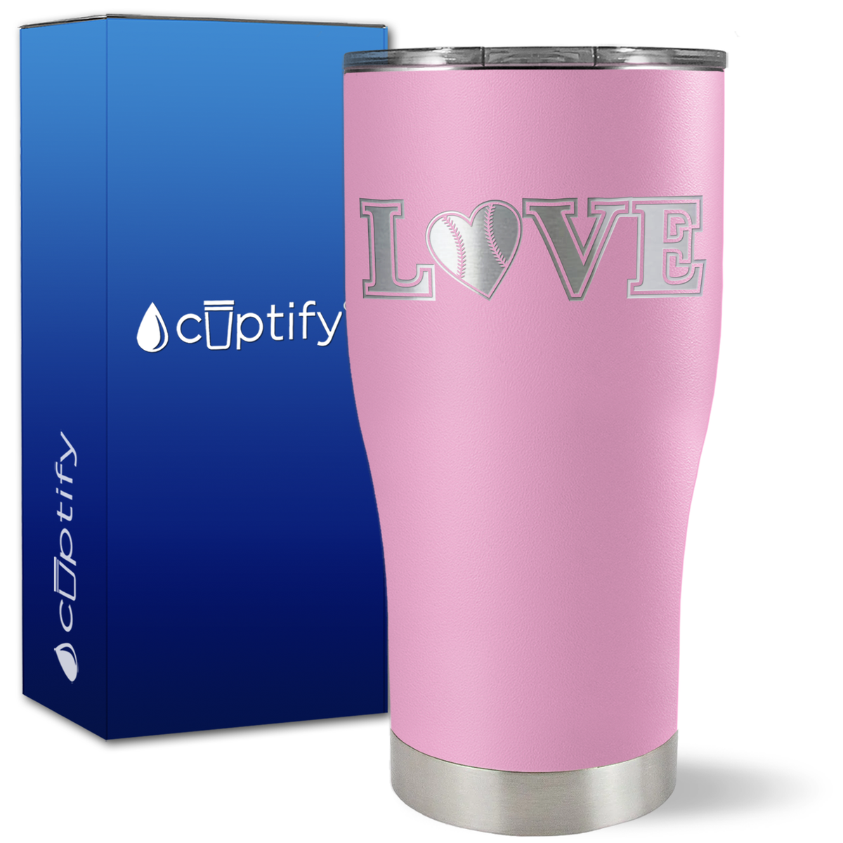 Baseball Love Heart on 27oz Curve Tumbler