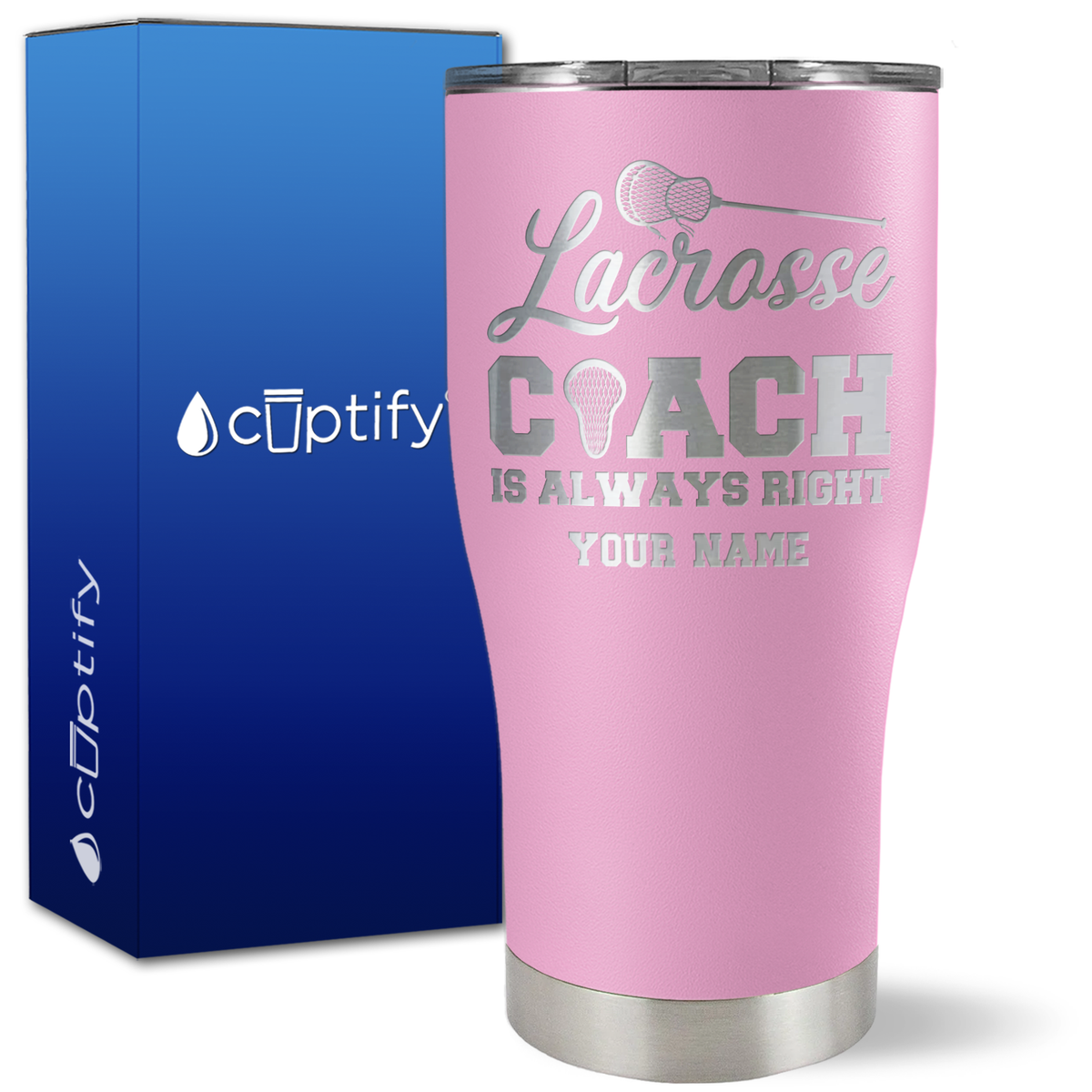 Personalized Lacrosse Coach is Always Right on 27oz Curve Tumbler
