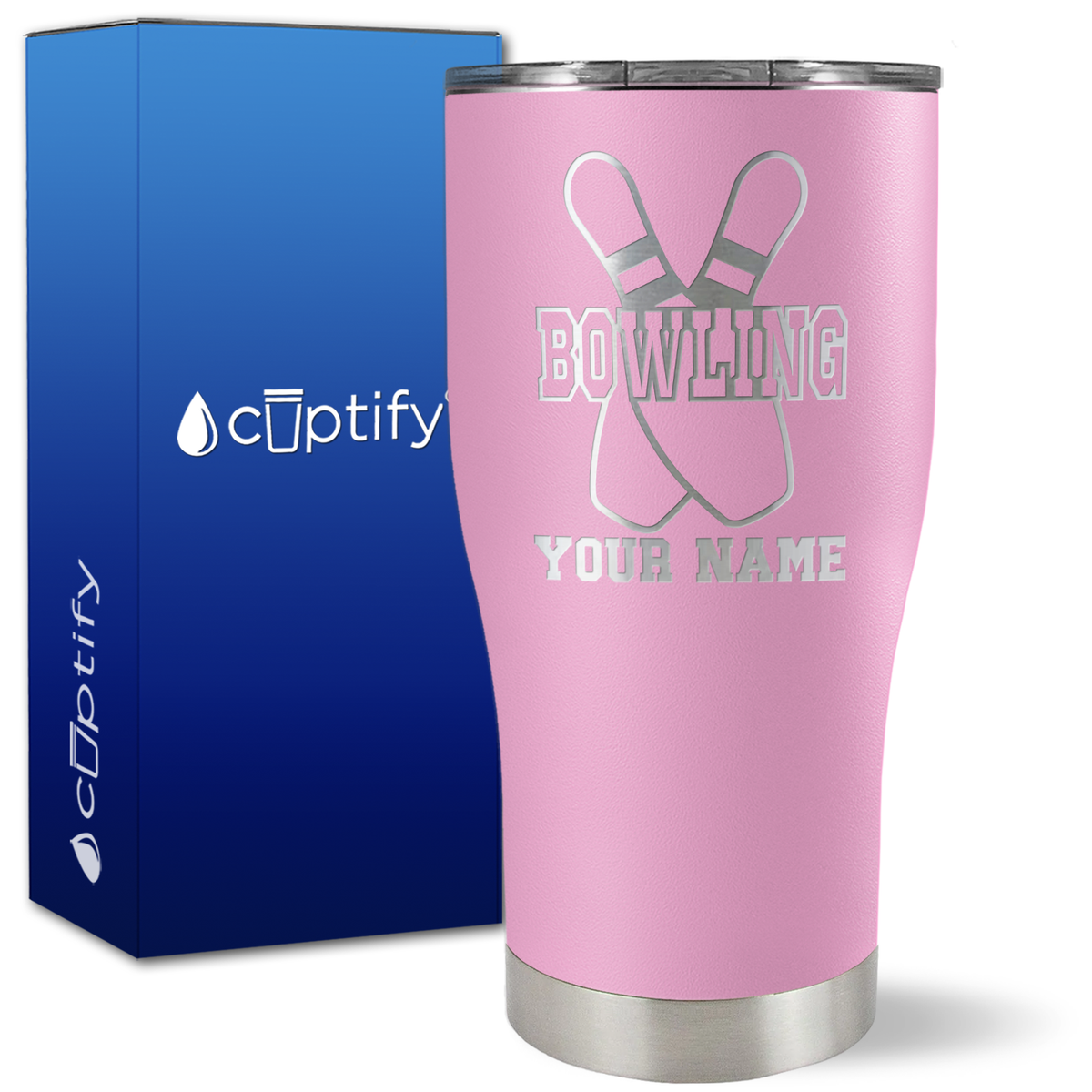 Personalized Bowling Pins on 27oz Curve Tumbler