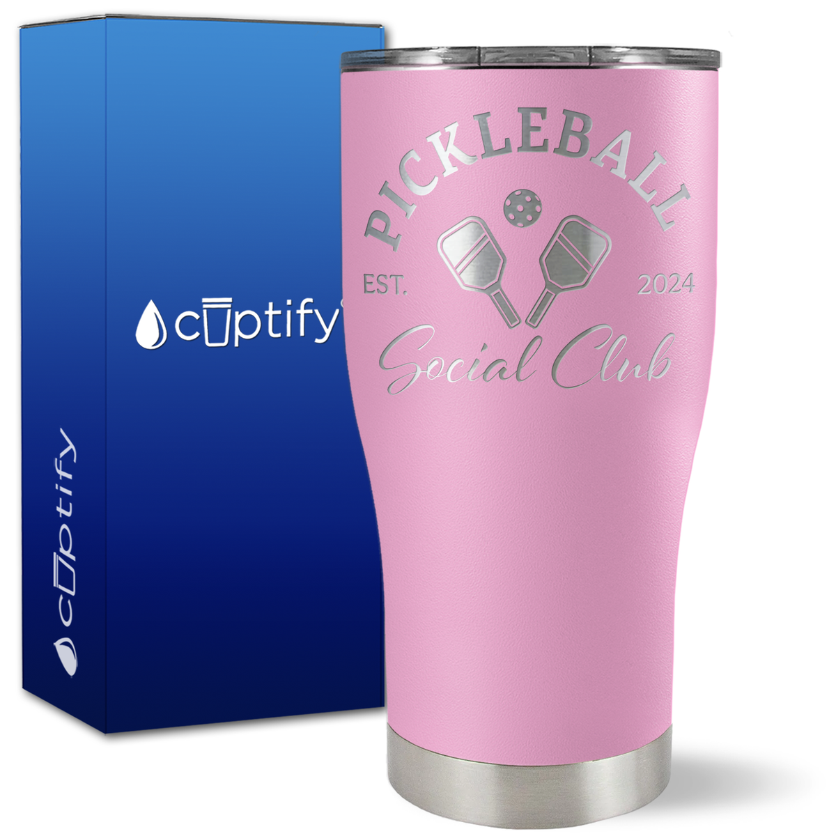 Personalized Pickleball Social Club Established on 27oz Curve Tumbler