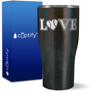 Baseball Love Heart on 27oz Curve Tumbler