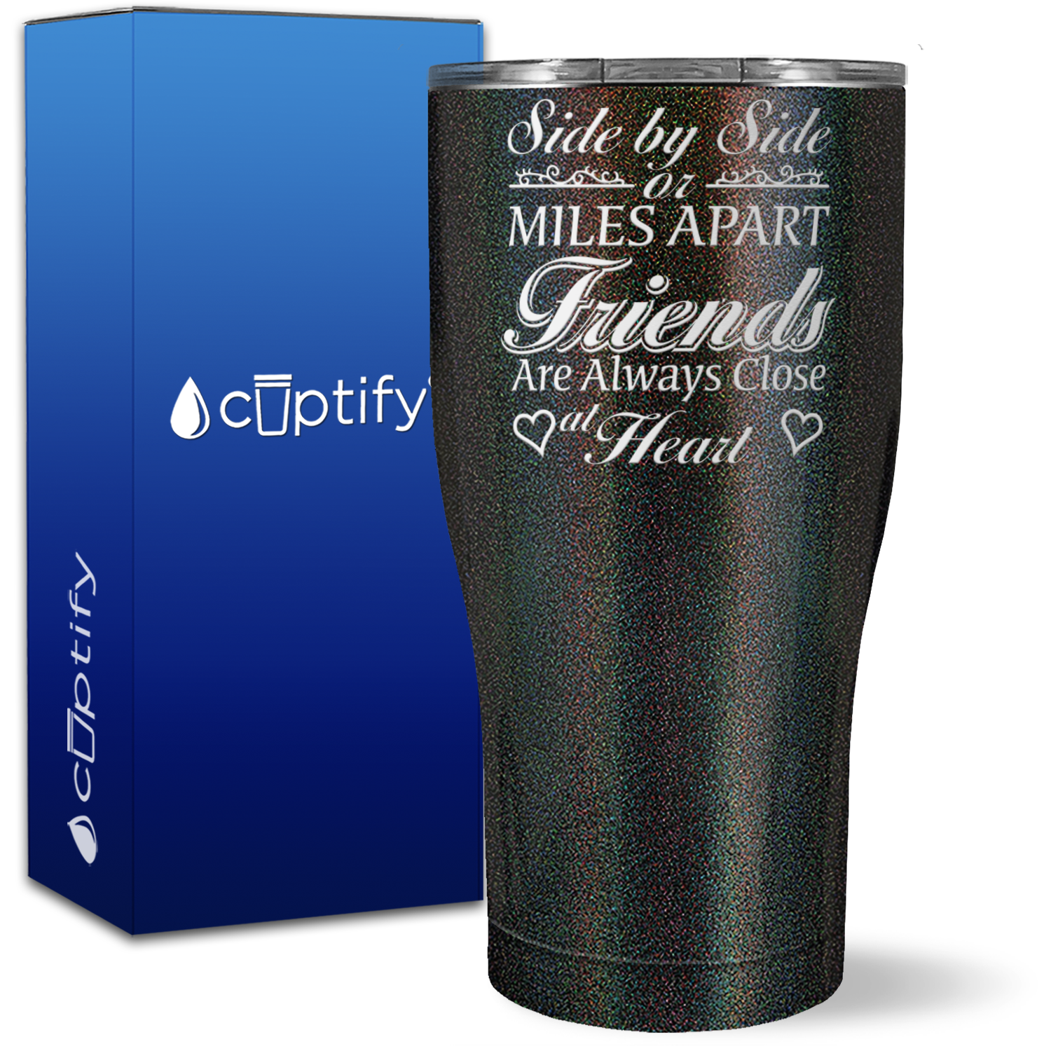 Side by Side or Miles Apart Friends Are Always Close at Heart on 27oz Curve Tumbler