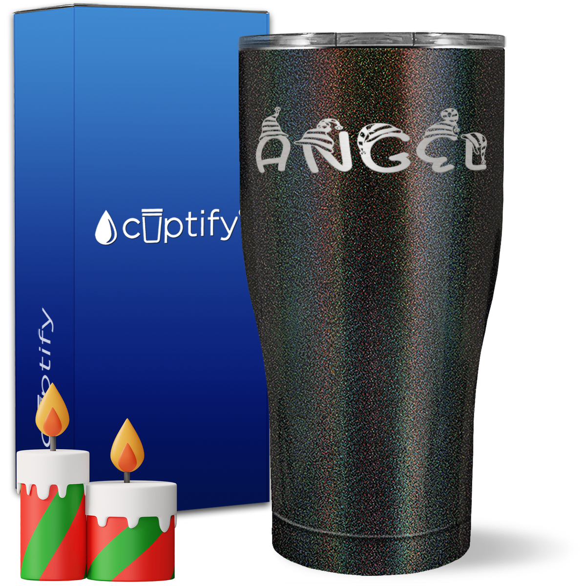 Personalized Elfen Christmas Font on 27oz Curve Tumbler