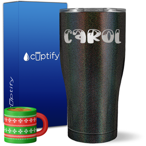 Personalized Frosty Christmas Font on 27oz Curve Tumbler