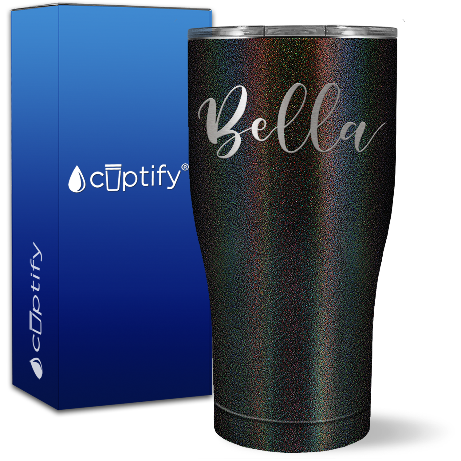 Personalized Black Glitter 27oz Engraved Curve Tumbler