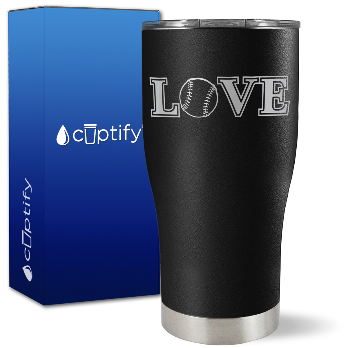 Baseball Love on 27oz Curve Tumbler