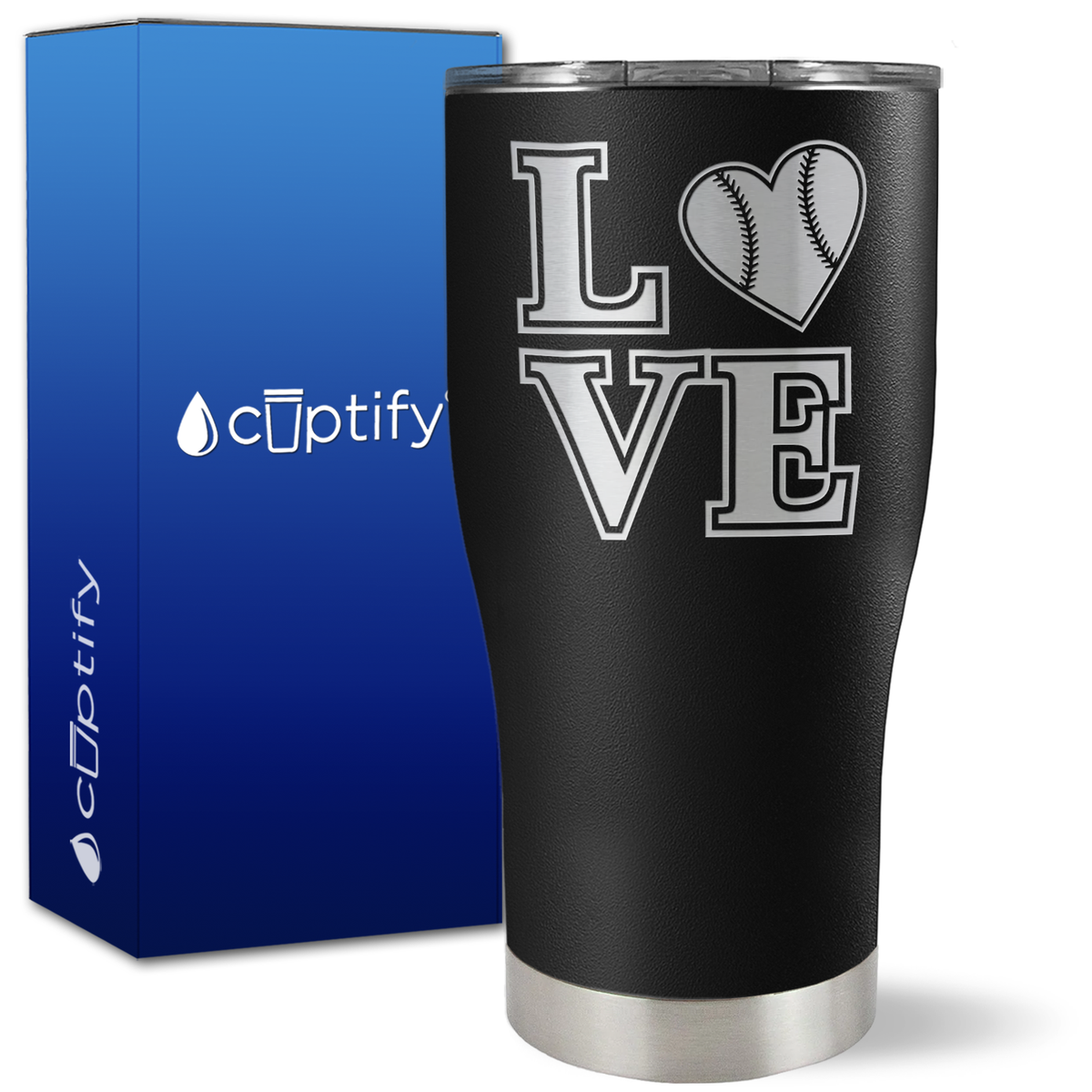 Baseball Heart Love on 27oz Curve Tumbler