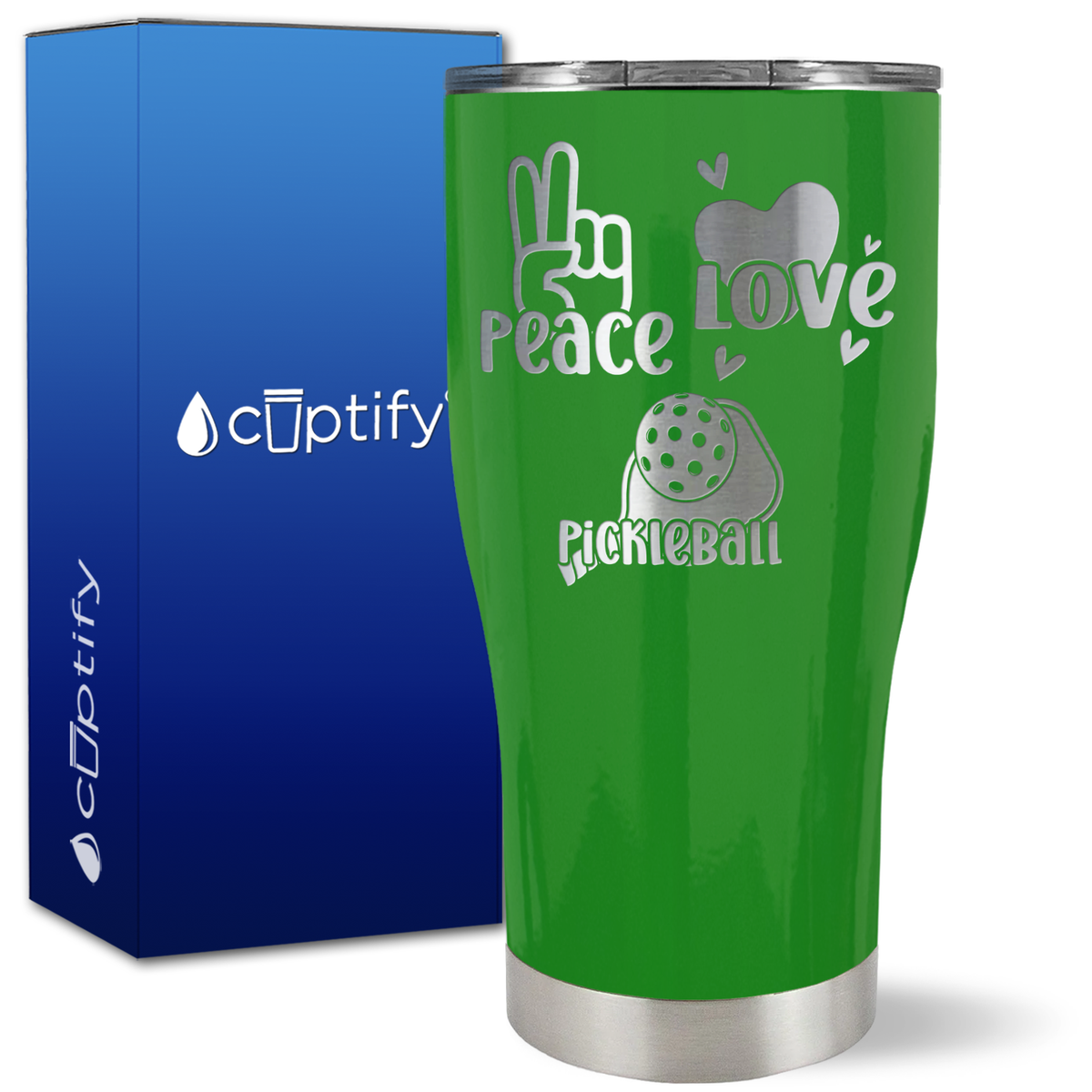 Peace Love Pickleball on 27oz Curve Tumbler