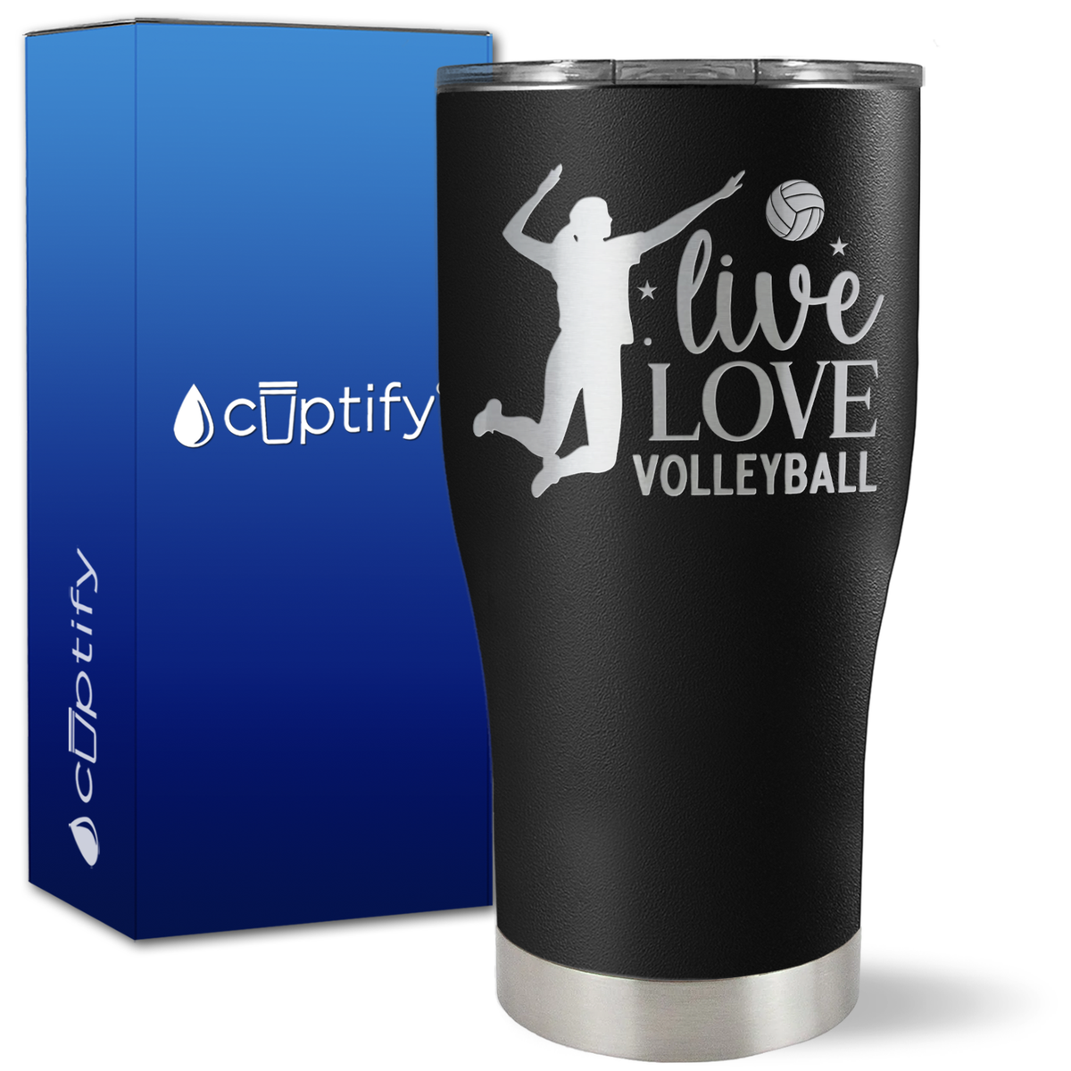 Live Love Volleyball Silhouette on 27oz Curve Tumbler