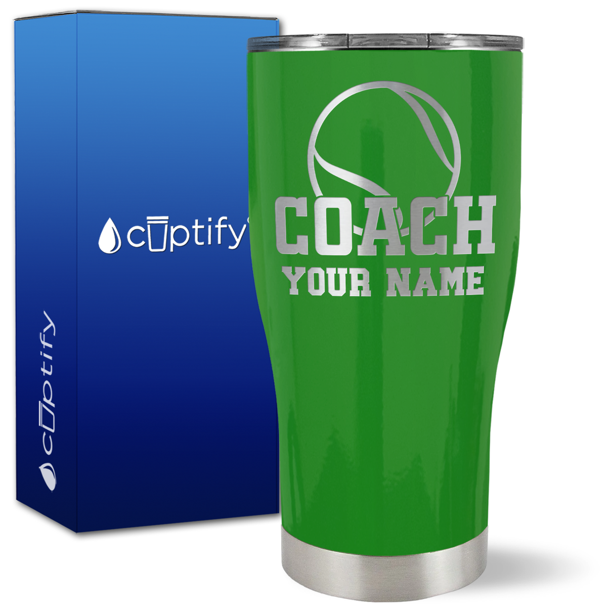 Personalized Coach Tennis Ball on 27oz Curve Tumbler