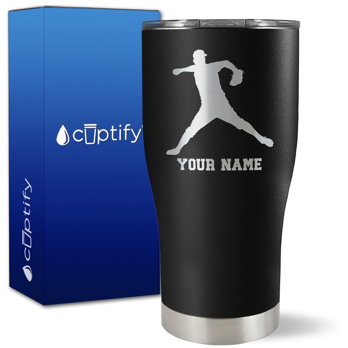 Personalized Baseball Pitcher Player on 27oz Curve Tumbler