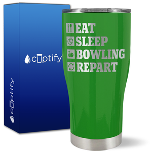 Eat Sleep Bowling Repeat on 27oz Curve Tumbler