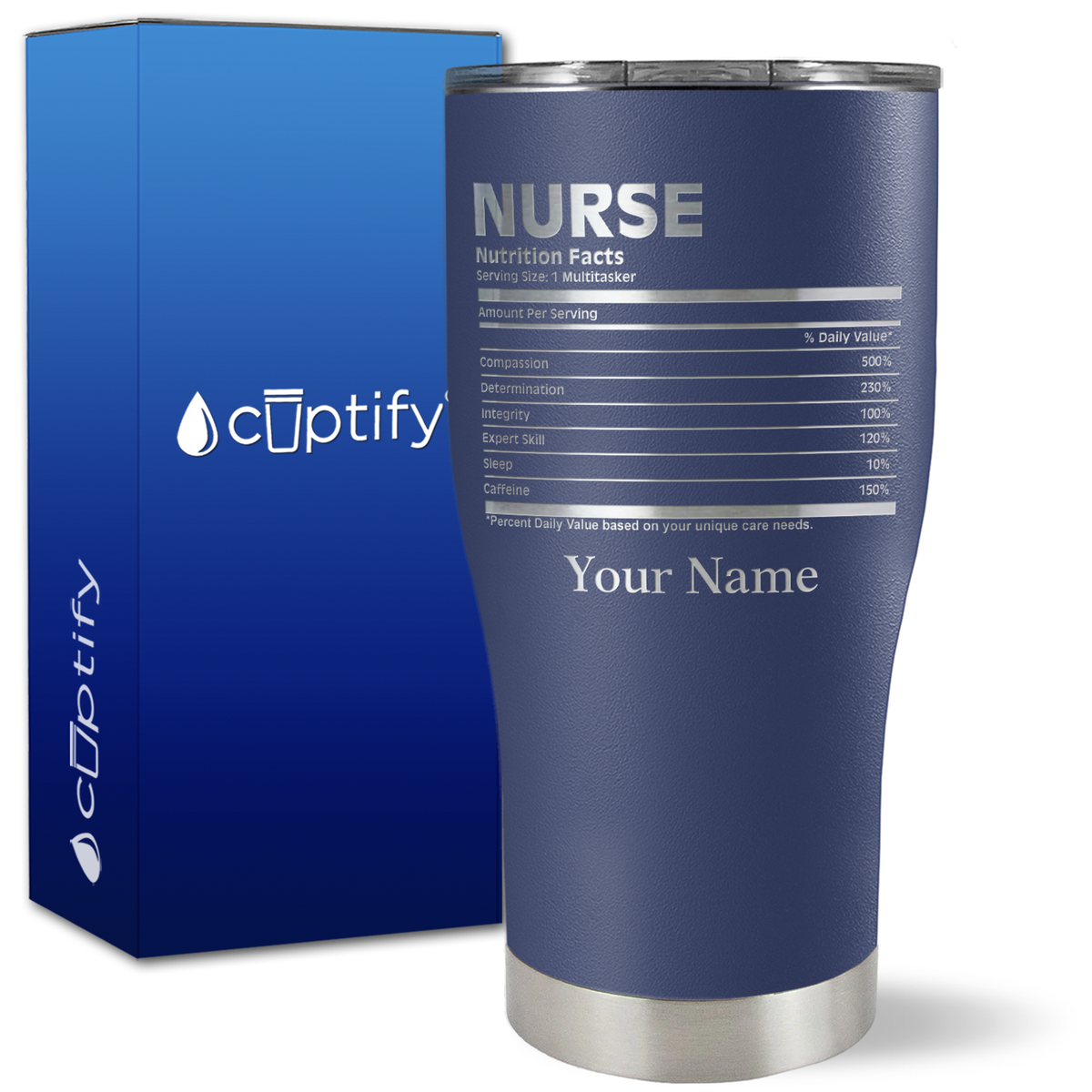 Personalized Nurse Nutrition Facts on 27oz Curve Tumbler