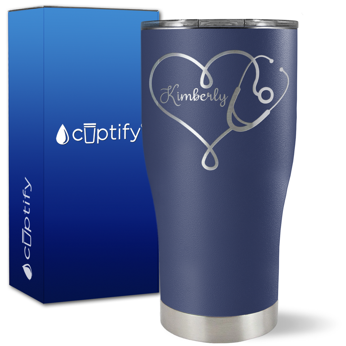 Personalized Heart Stethoscope on 27oz Curve Tumbler