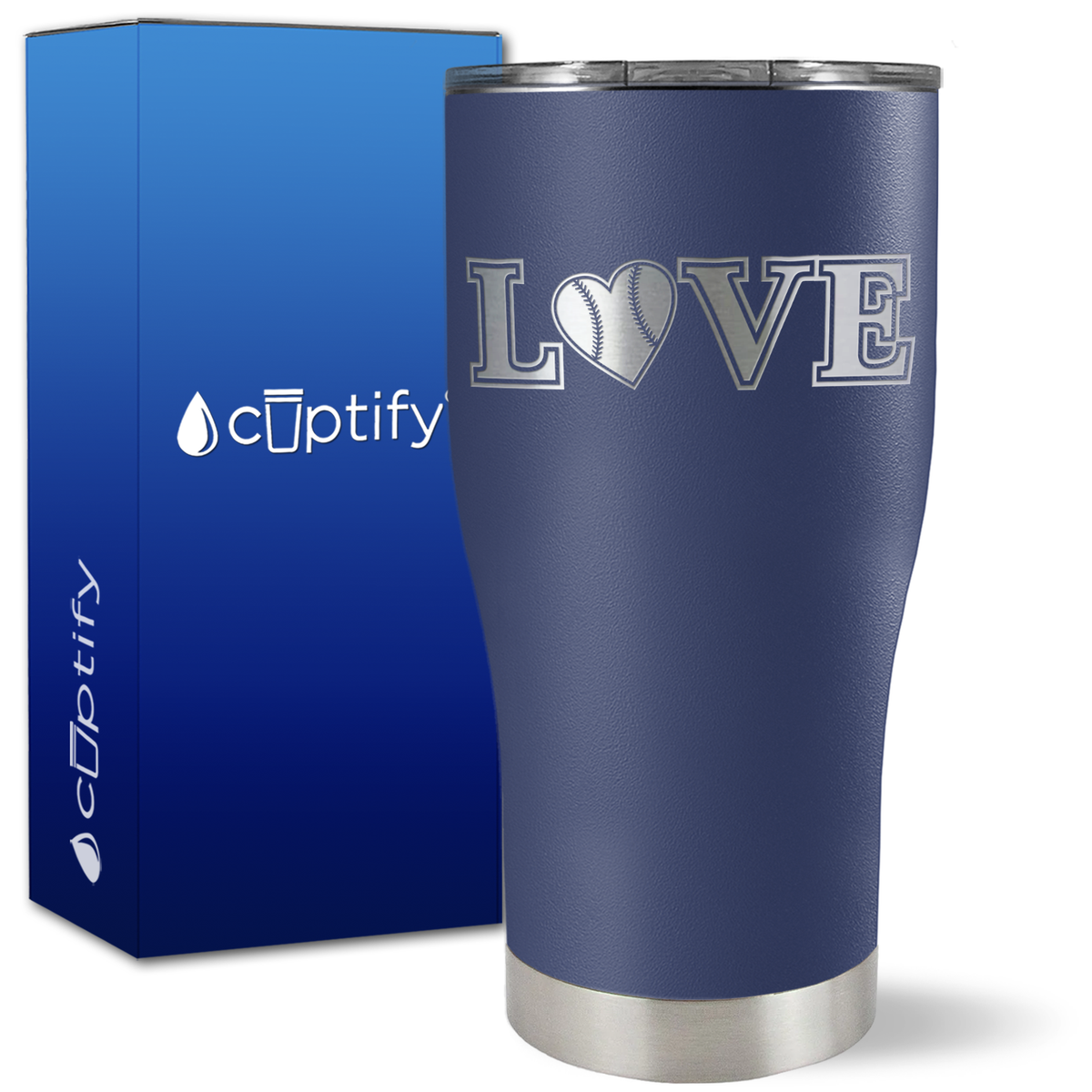 Baseball Love Heart on 27oz Curve Tumbler