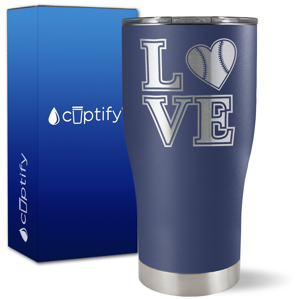 Baseball Heart Love on 27oz Curve Tumbler