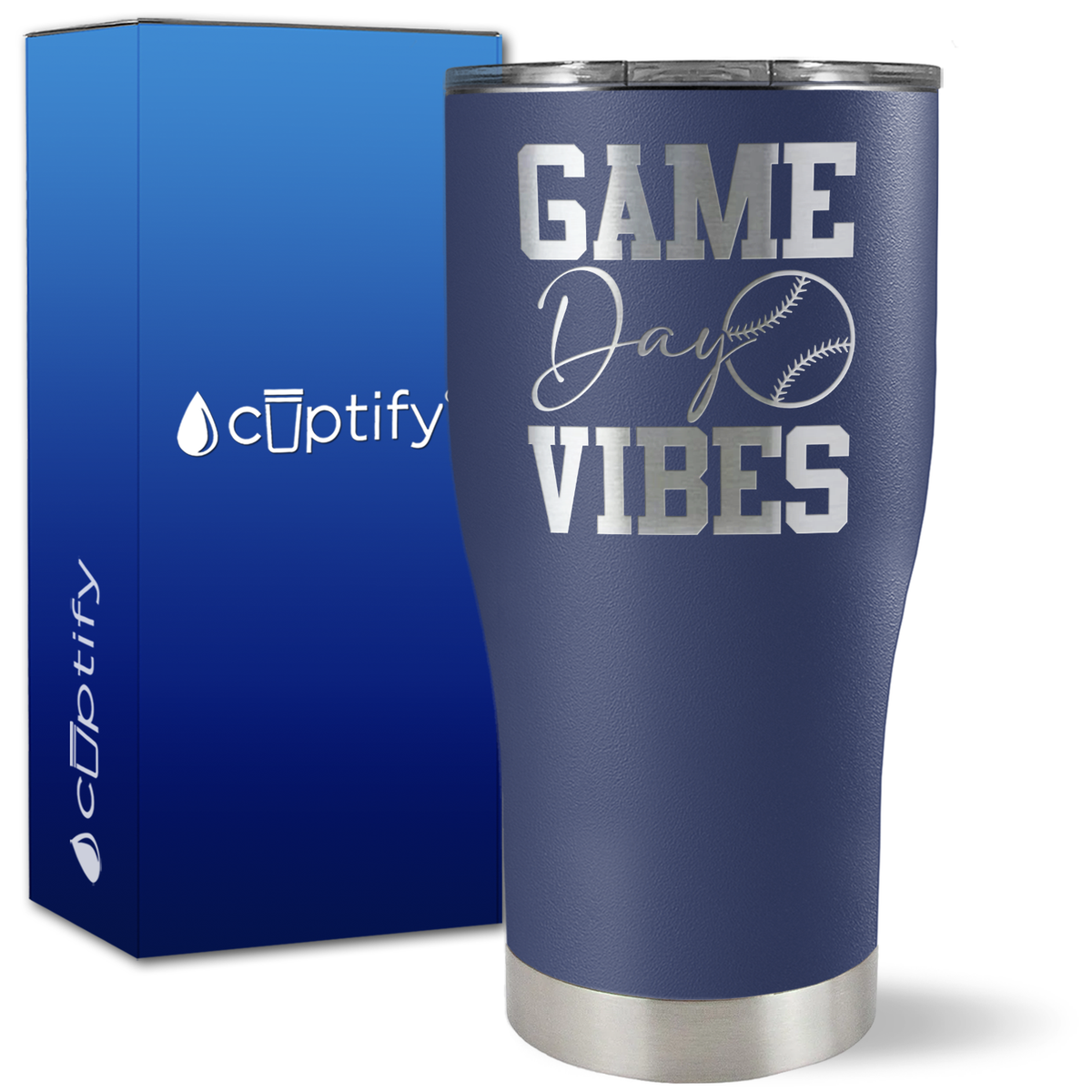 Game Day Vibes Baseball on 27oz Curve Tumbler