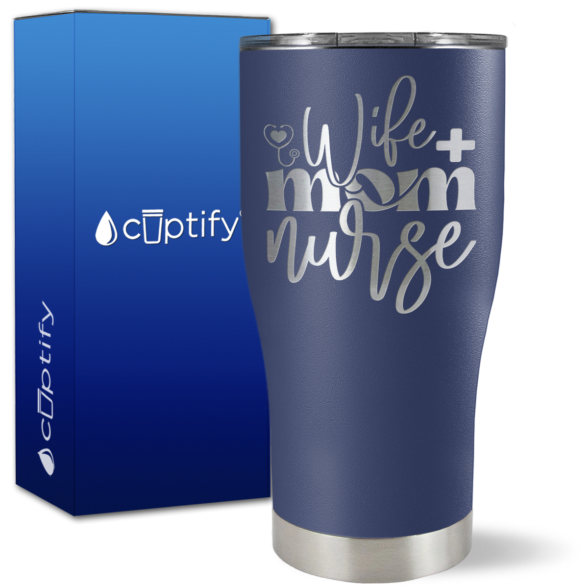 Wife Mom Nurse Heart Stethoscope on 27oz Curve Tumbler