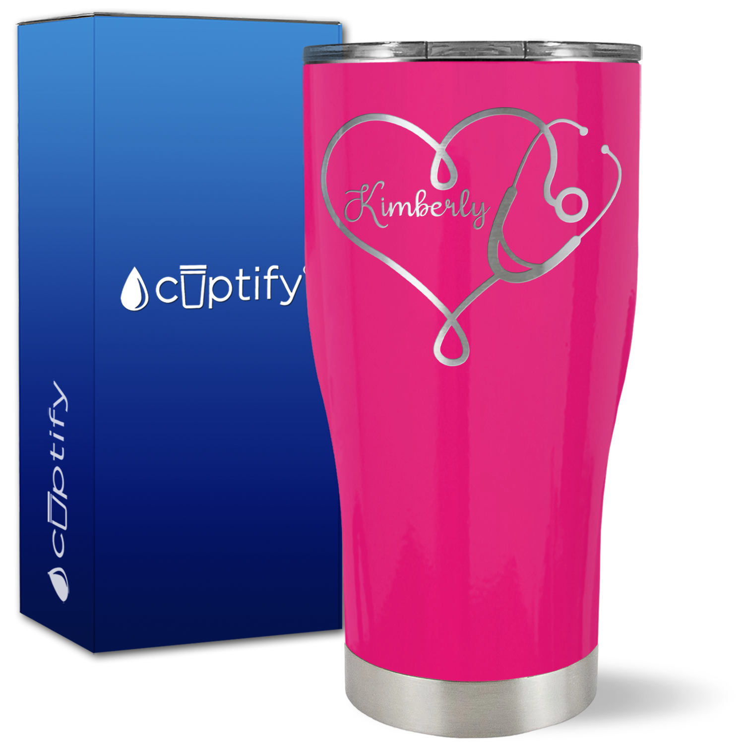 Personalized Heart Stethoscope on 27oz Curve Tumbler