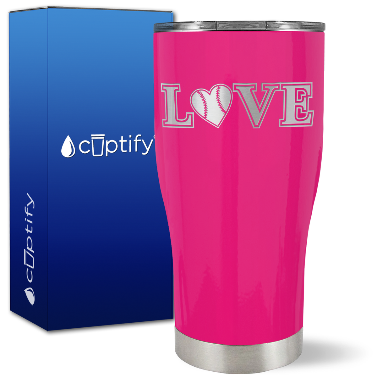 Baseball Love Heart on 27oz Curve Tumbler