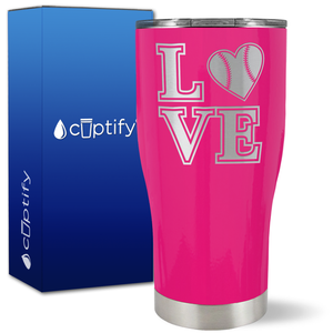 Baseball Heart Love on 27oz Curve Tumbler