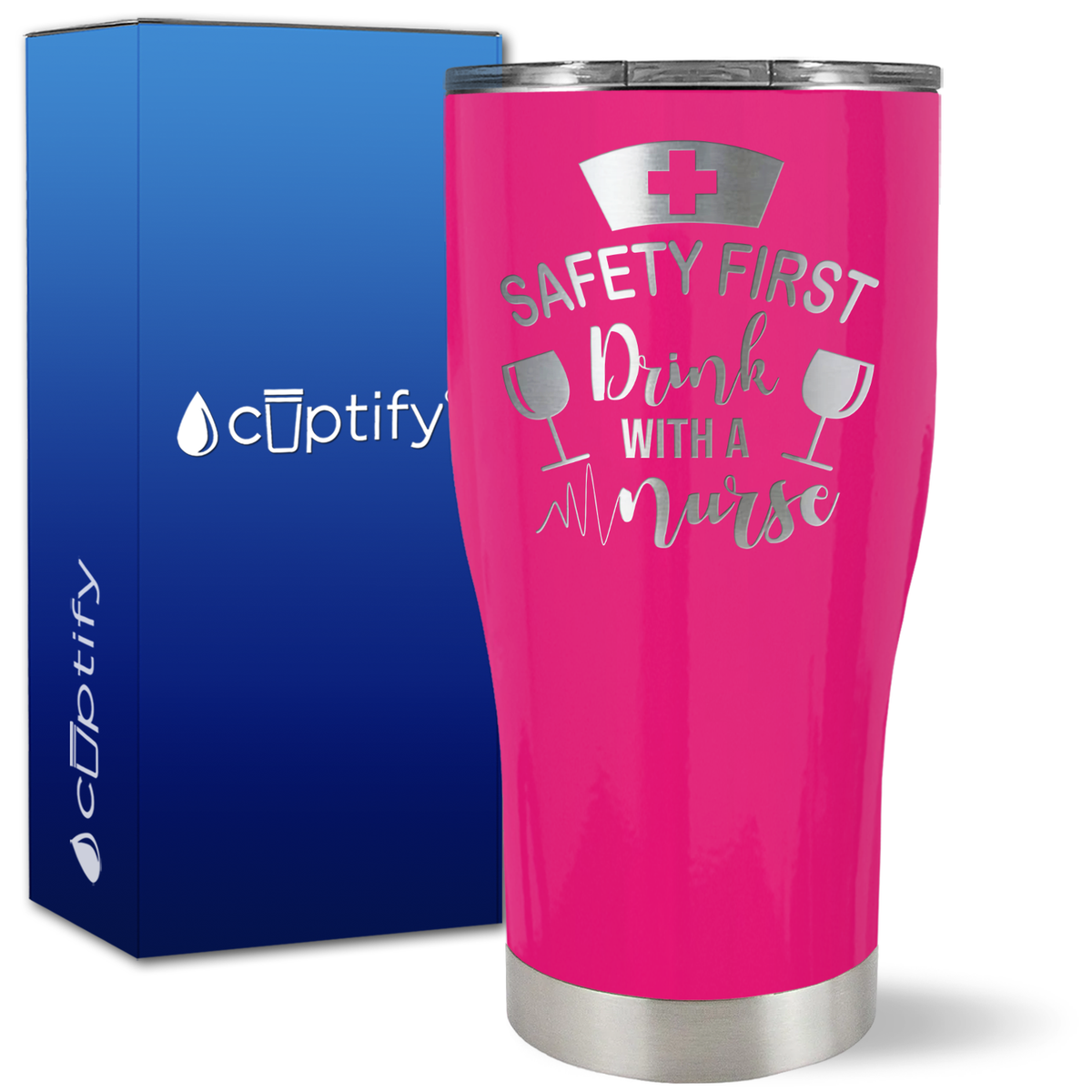 Safety First, Drink with a Nurse with Glasses on 27oz Curve Tumbler